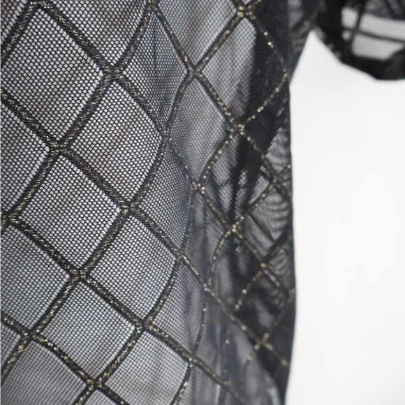 Sheer Black and Gold Victoria’s Sport Crop Top Short Sleeve Sparkles Small - Picture 6 of 6